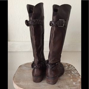 Brown leather boots